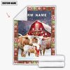 Uni Personalized Name Texas Longhorn Merry Christmas Pattern 3D Blanket