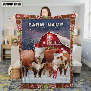 Uni Personalized Name Hereford Merry Christmas Pattern 3D Blanket