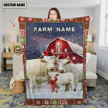 Uni Personalized Name Charolais Merry Christmas Pattern 3D Blanket