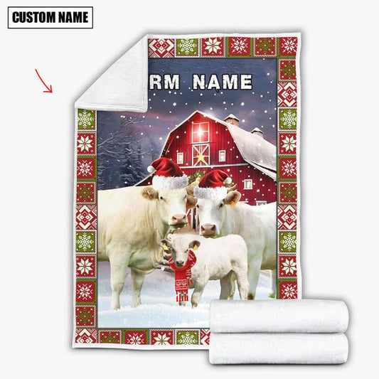 Uni Personalized Name Charolais Merry Christmas Pattern 3D Blanket