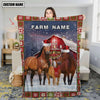 Uni Personalized Name Horse Merry Christmas Pattern 3D Blanket