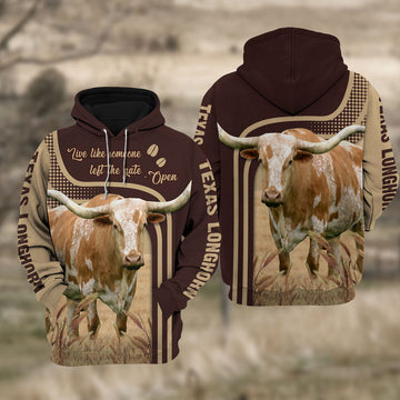 Uni Texas Longhorn Cattle Live Like Someone left the gate open Hoodie For Kids