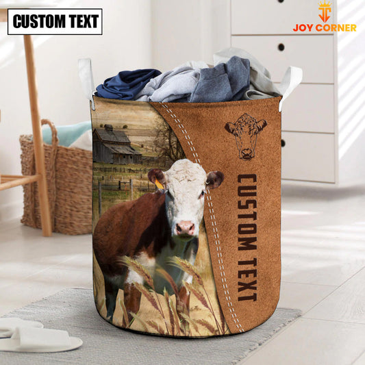Uni Hereford Brown Farm Custom Name Laundry Basket