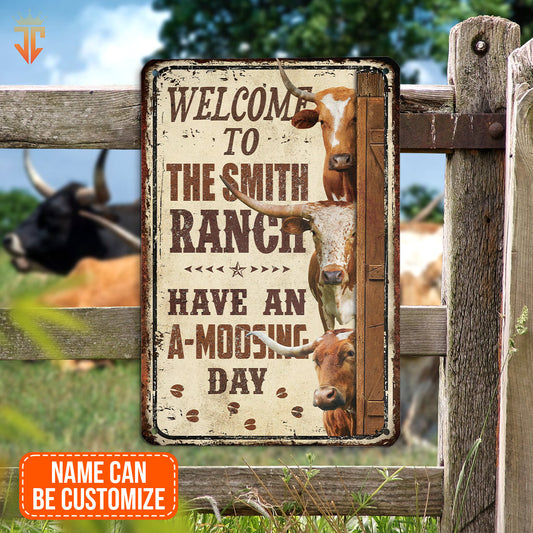 uni TX Longhorn Have An AMOO-SING Day All Printed 3D Metal Sign