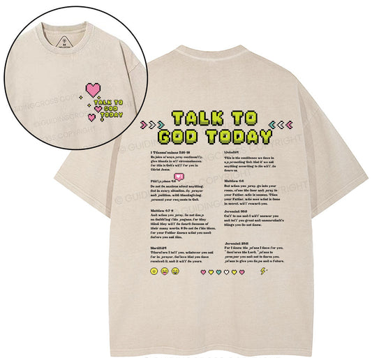 Talk To God Today Christian Washed TShirt  