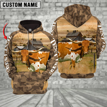 Uni Texas Longhorn Cattle Farming Personalized 3D Hoodie