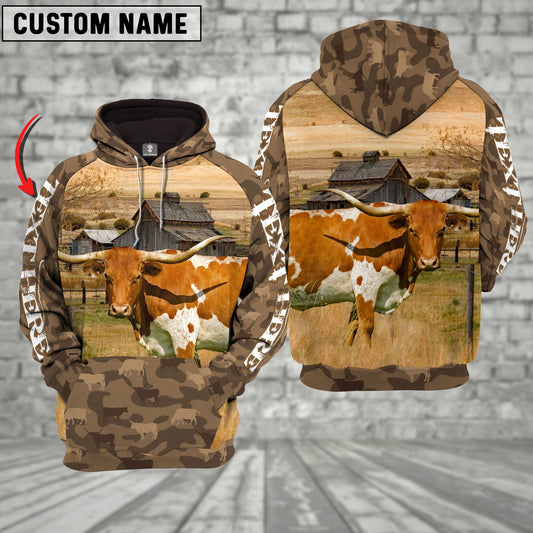 Uni Texas Longhorn Cattle Farming Personalized 3D Hoodie