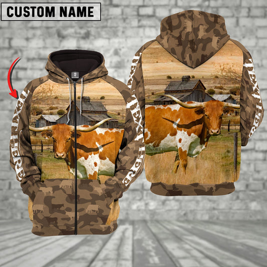 Uni Texas Longhorn Cattle Farming Personalized 3D Hoodie