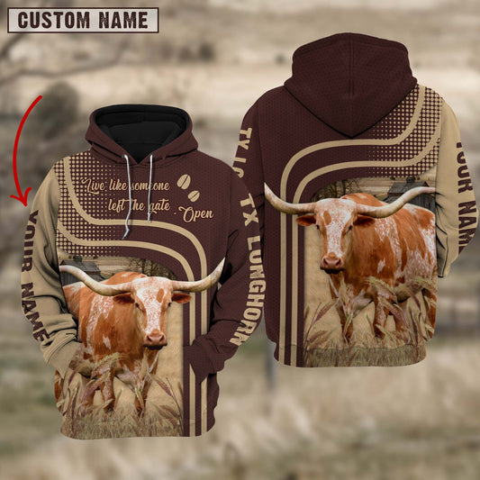 Uni Personalized Name Texas Longhorn Cattle Hoodie TT5