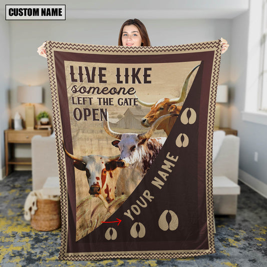 Uni Personalized Texas Longhorn Live Like Someone Left The Gate Open Blanket