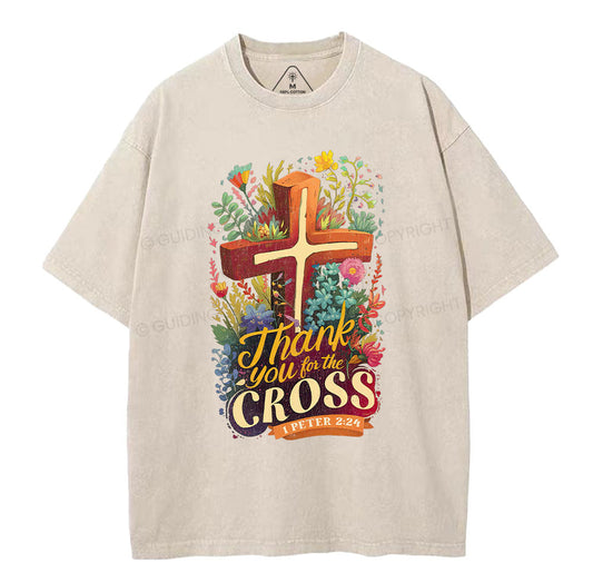 Thank You For The Cross Christian Washed TShirt  