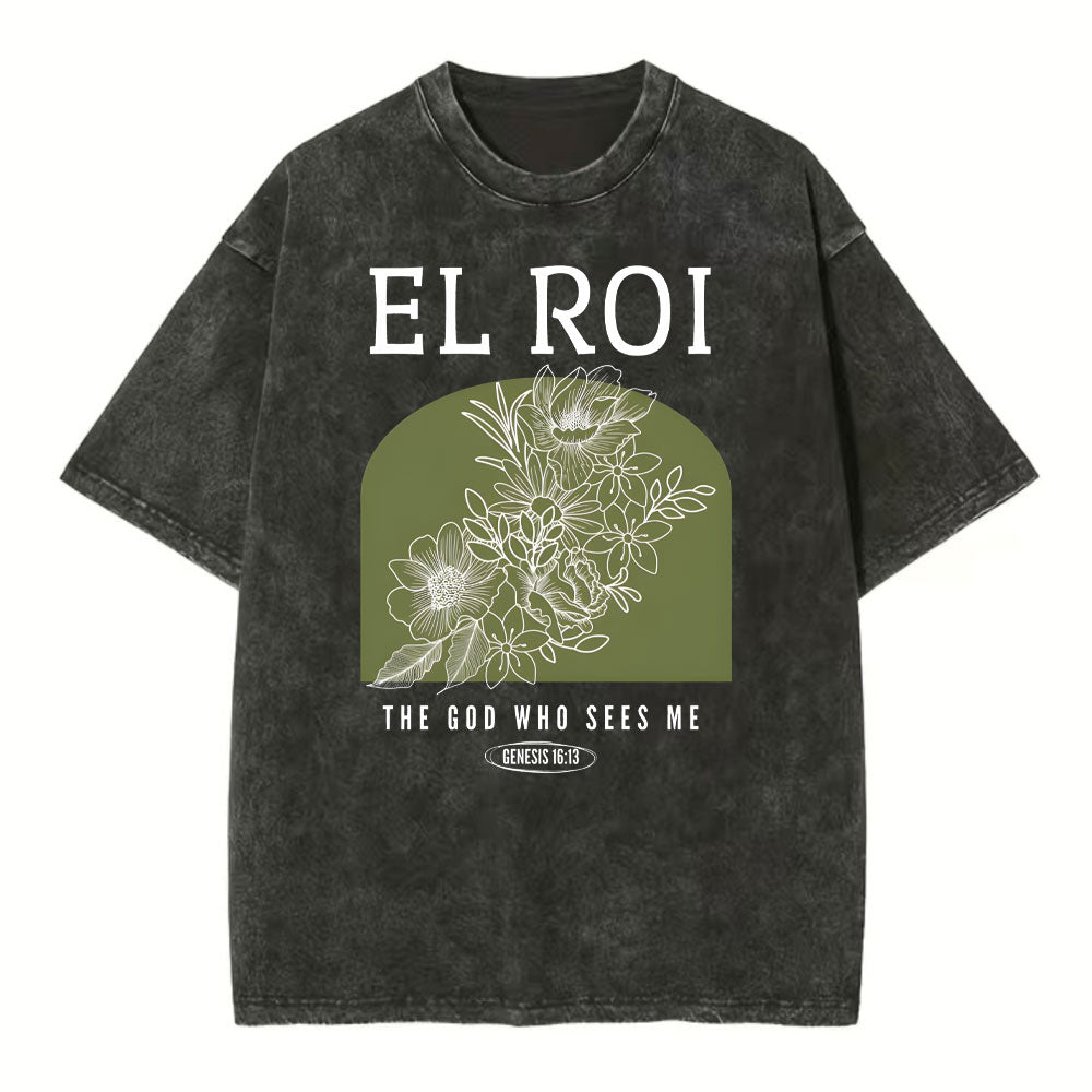 The God Who Sees Me Christian Washed T-Shirt Sale - GuidingCross
