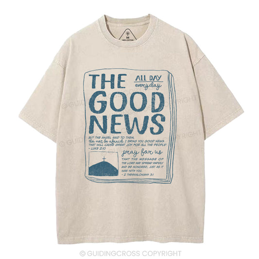 The Good News Christian Washed T-Shirt Sale - GuidingCross