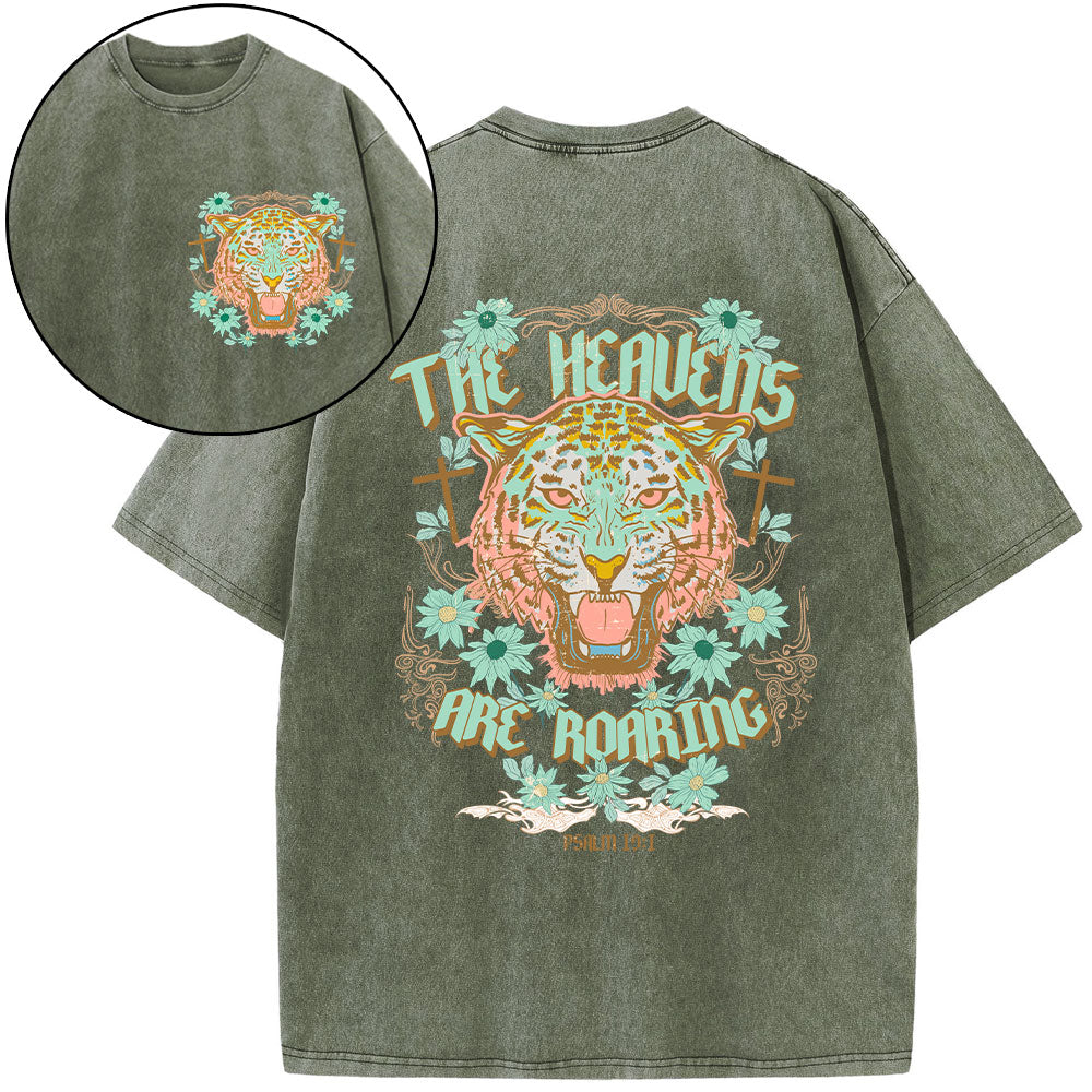 The Heavens Are Roaring Christian Washed T-Shirt Sale - GuidingCross