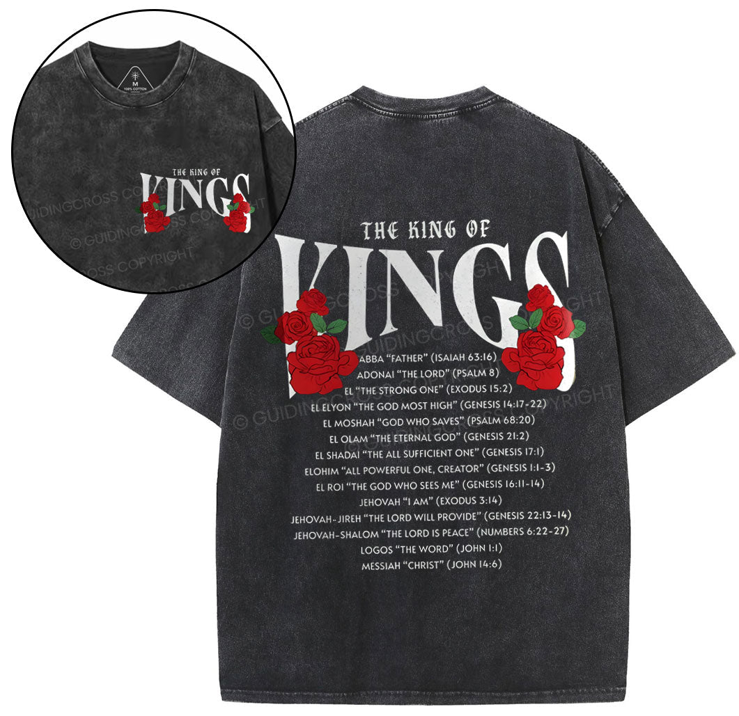 The King Of Kings Chirstian Washed T-Shirt Sale - GuidingCross