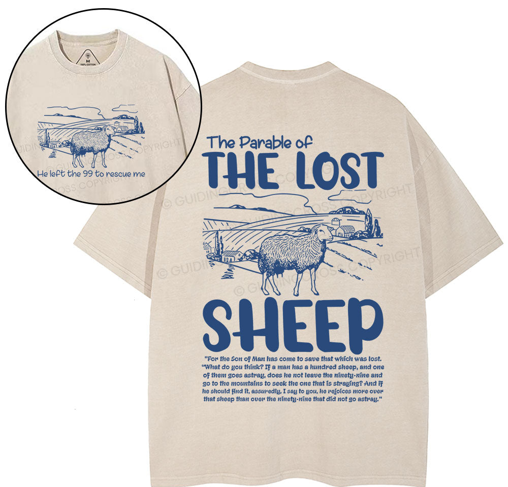 The Parable Of The Lost Sheep Christian Washed TShirt  