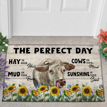 Uni Charolais The Perfect Day Doormat, Farmhouse Doormat, Welcome Mat