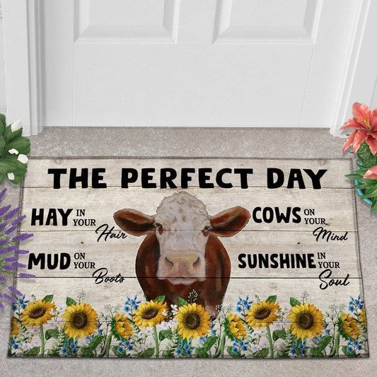 Uni Hereford The Perfect Day Doormat, Farmhouse Doormat, Welcome Mat