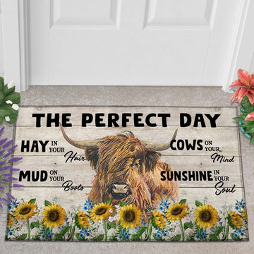 Uni Highland The Perfect Day Doormat, Farmhouse Doormat, Welcome Mat