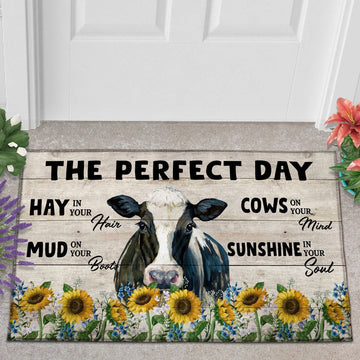 Uni Holstein The Perfect Day Doormat, Farmhouse Doormat, Welcome Mat