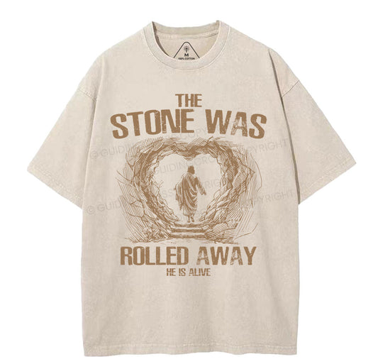The Stone Was Rolling Away Christian Washed T-Shirt Sale - GuidingCross
