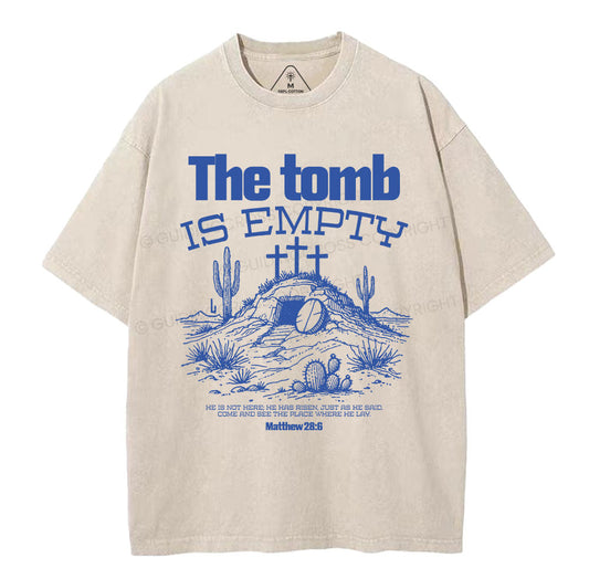 The Tomb Is Empty Christian Washed T-Shirt Sale - GuidingCross