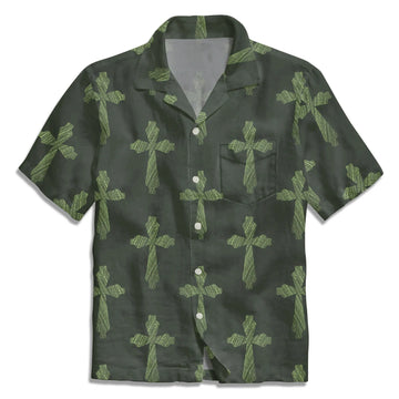UniJames The Vintage Green Cross Christian Hawaiian Shirt