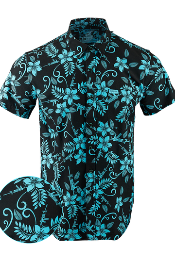 UniJames Comfort Hula (Black/Cyan) Button Down For Men