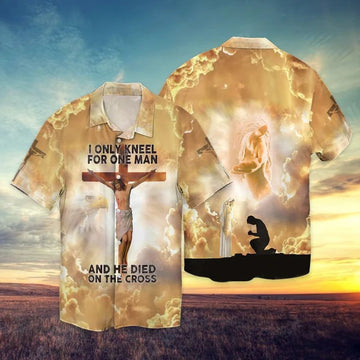 UniJames The Cross And Jesus I Only Kneel For One Man He Died On The Cross Hawaiian Shirt - Christian Hawaiian Shirt for Men Women