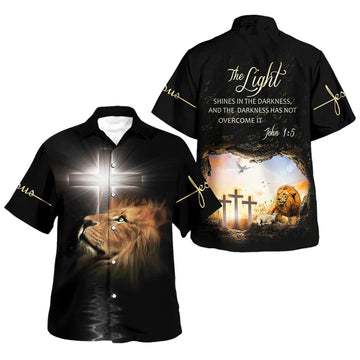 UniJames The Lion Of Judah Cros The Light Hawaiian Shirt - Christian Hawaiian Shirt - Religious Hawaiian Shirts