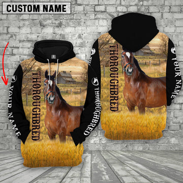 Uni Personalized Name Thoroughbred Horse House On The Farm 3D Hoodie