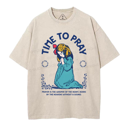 Time To Pray Christian Washed TShirt