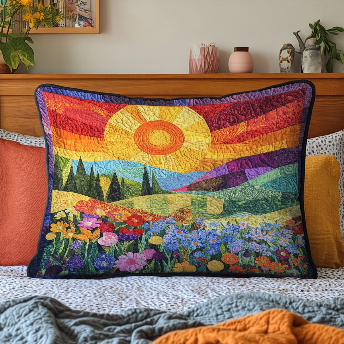 Tranquil Landscape Tapestry Quilted Bedding Pillow Case NCU0PT6680