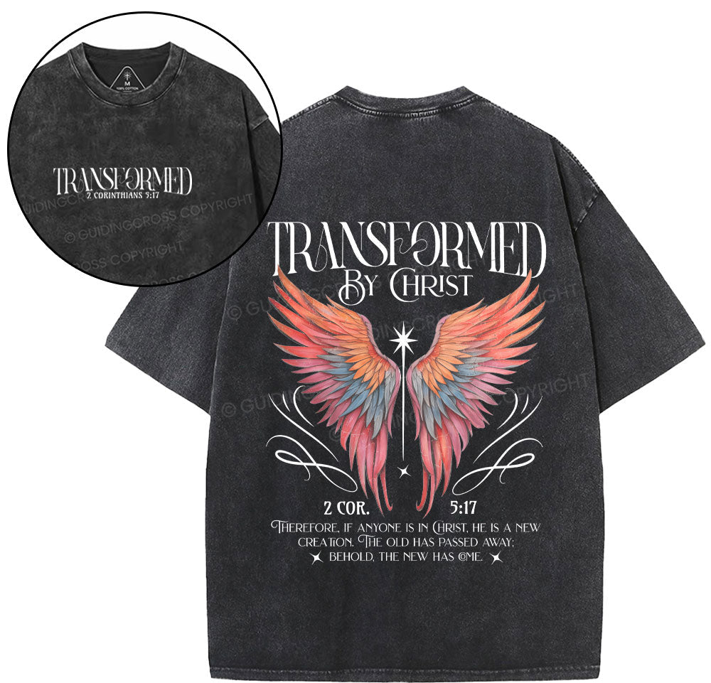 Transformed By Christ Christian Washed T-Shirt Sale - GuidingCross