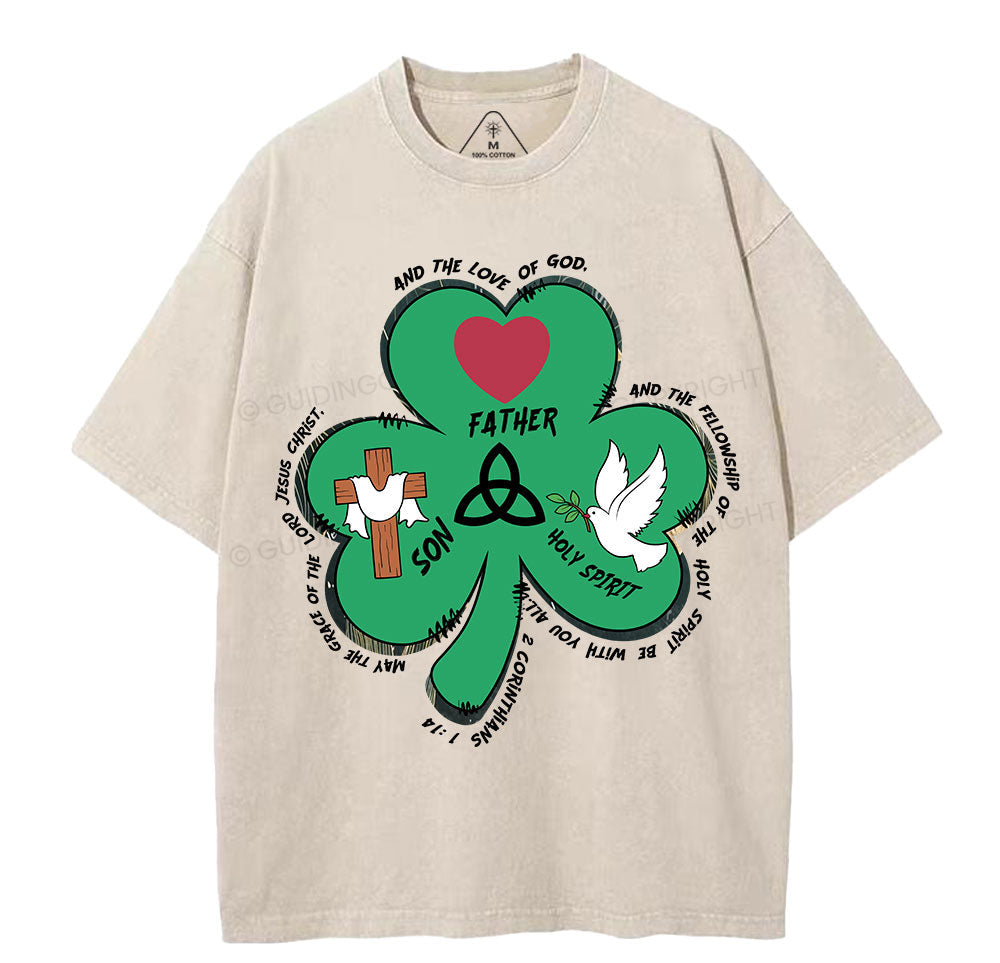 Trinity Clovers St. Patrick's Day Christian Washed TShirt  