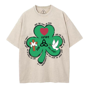 Trinity Clovers St. Patrick's Day Christian Washed TShirt  
