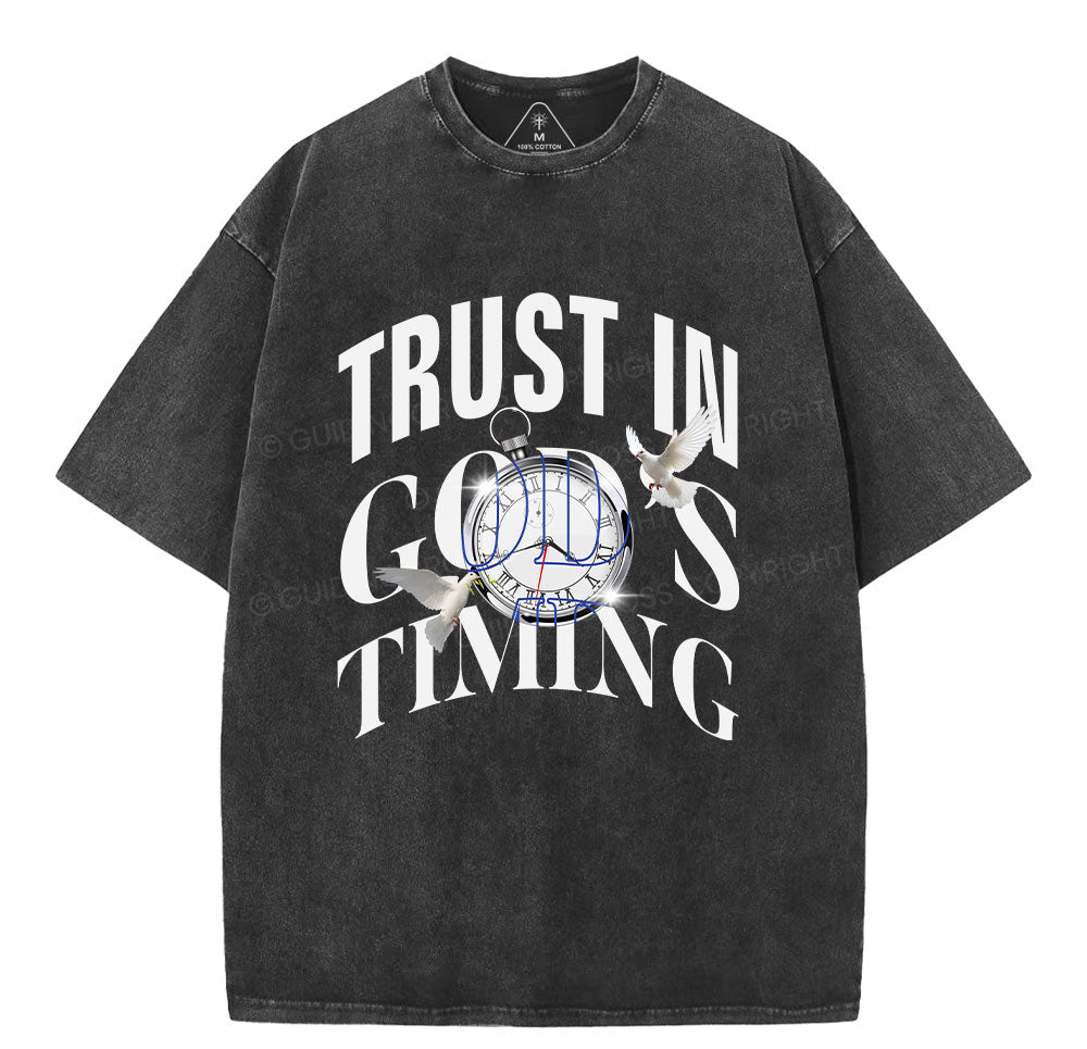 Trust In God's Timing Chrsitian Washed TShirt  