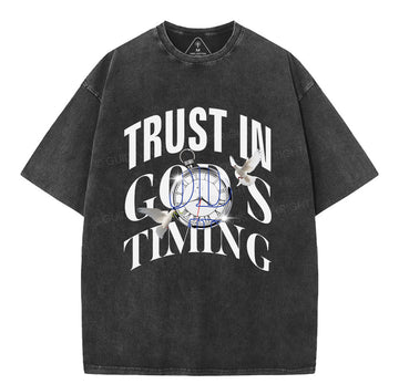 Trust In God's Timing Chrsitian Washed TShirt  