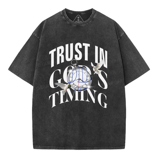 Trust In God's Timing Chrsitian Washed TShirt  