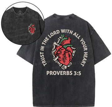 Trust In The Lord With All Your Heart Christian Washed TShirt  