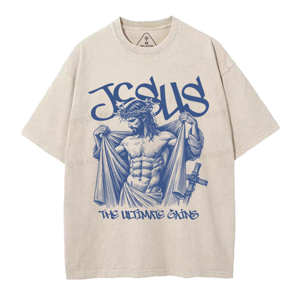 Jesus The Ultimate Gains Christian Washed TShirt  