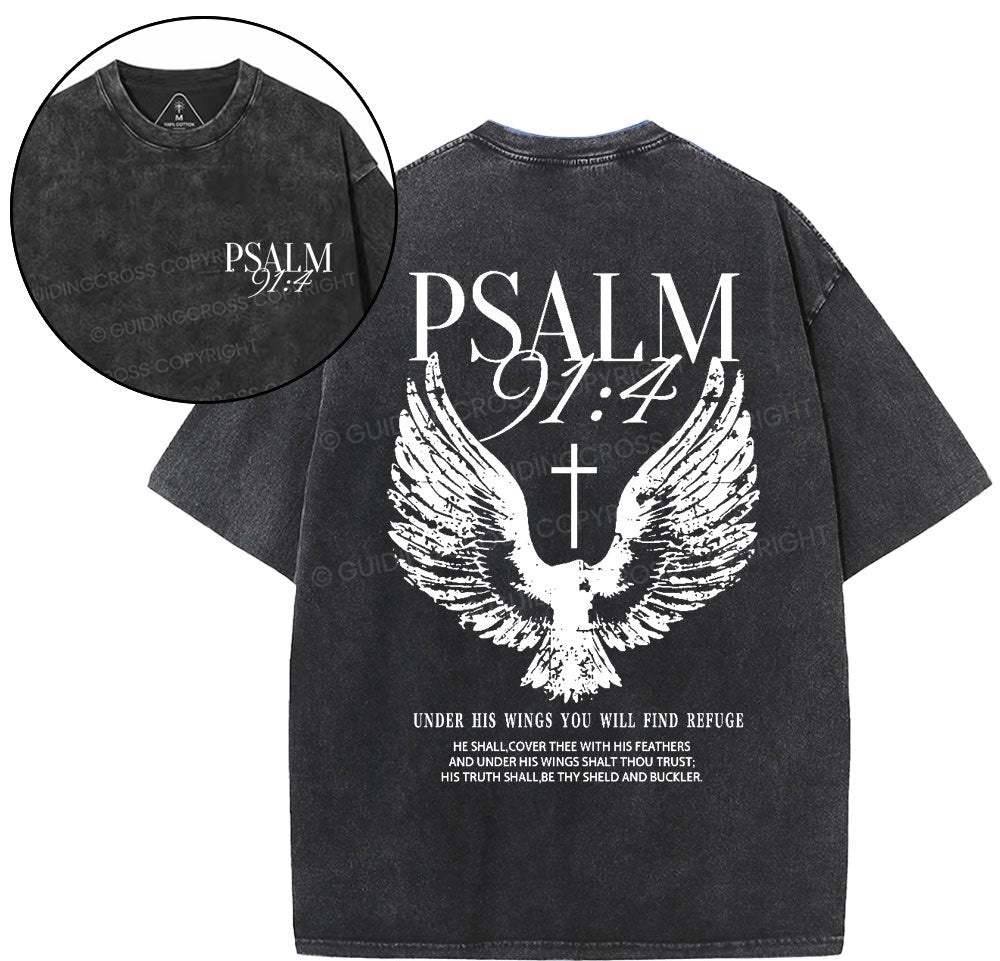 Under His Wings You Will Find Refuge Christian Washed TShirt  