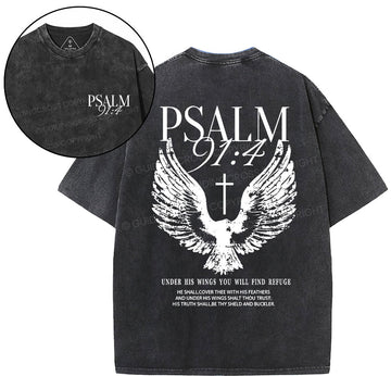Under His Wings You Will Find Refuge Christian Washed TShirt  