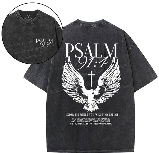 Under His Wings You Will Find Refuge Christian Washed TShirt  