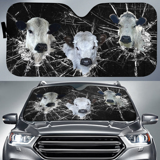 Uni British White No Horn Broken Glasses 3D Sun Shade