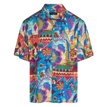 UniJames Men's Retro Shirt - Blue Birds Short Sleeve Hawaiian Shirt