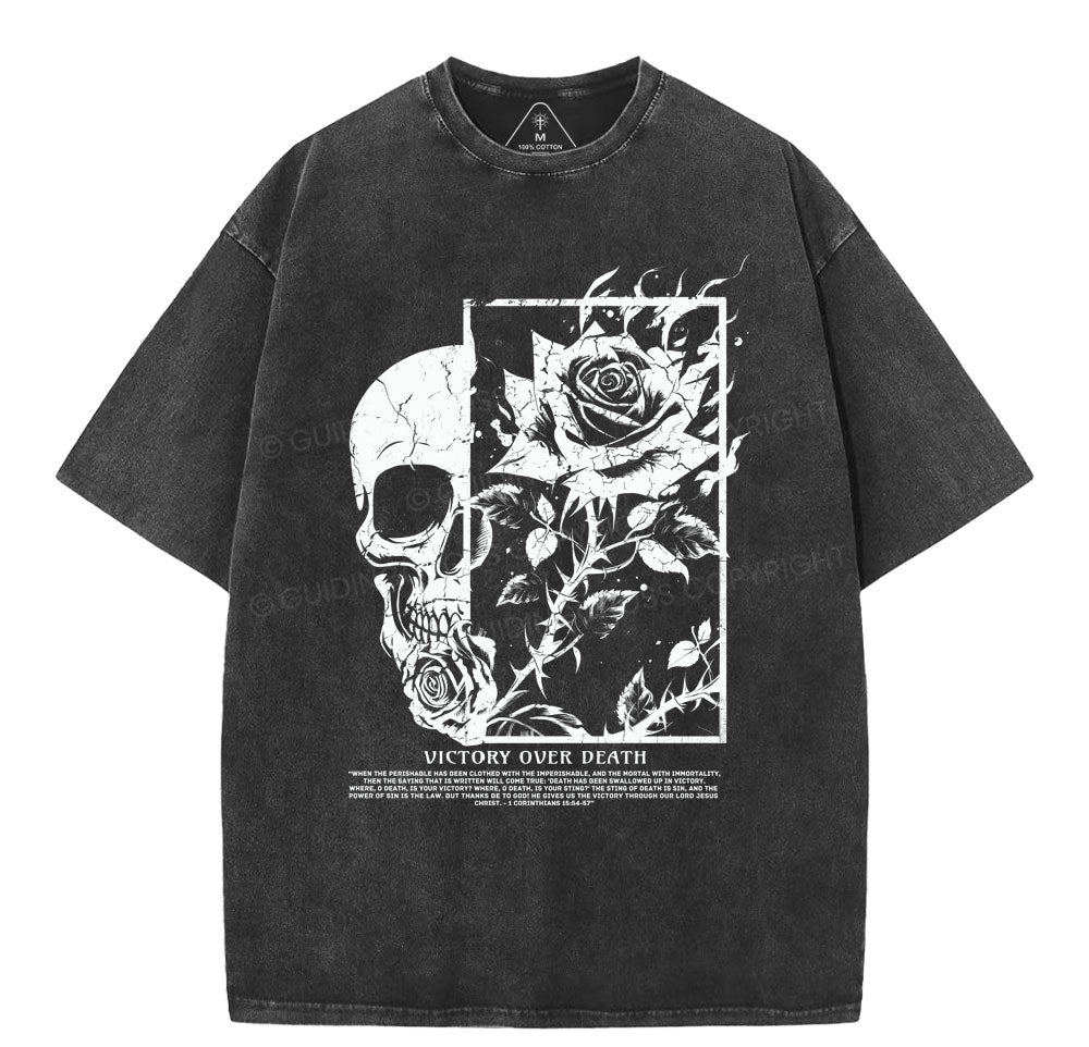 Victory Over  Death Christian Washed T-Shirt Sale - GuidingCross