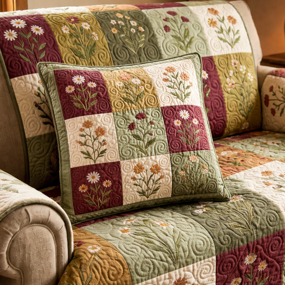 Vintage Patch Meadow Quilted Pillow Case NCU0TV1553