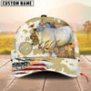 Unijames Cattle American Flag Cowhide Personalized Name 3D Classic Cap
