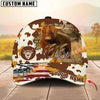 Unijames Cattle American Flag Cowhide Personalized Name 3D Classic Cap